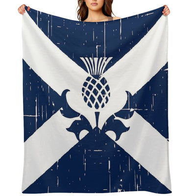 Saltire Scottish Flag And Scottish Thistle Comfort Throw Blanket