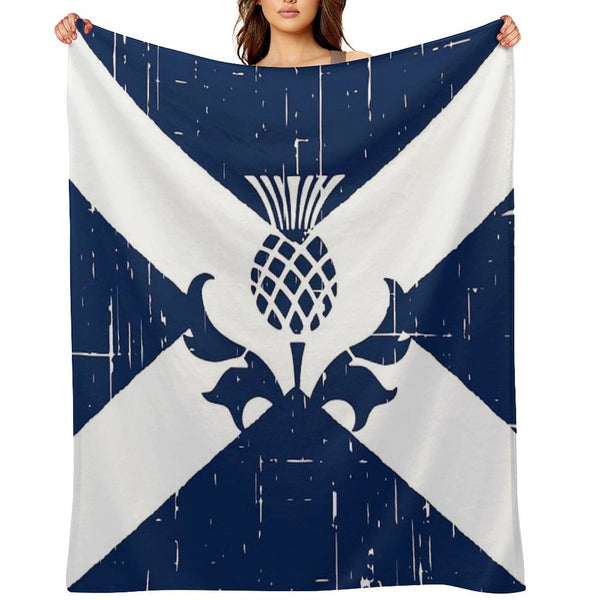 Saltire Scottish Flag And Scottish Thistle Comfort Throw Blanket