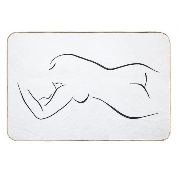 Minimal Female Body Line Art Bath Mat