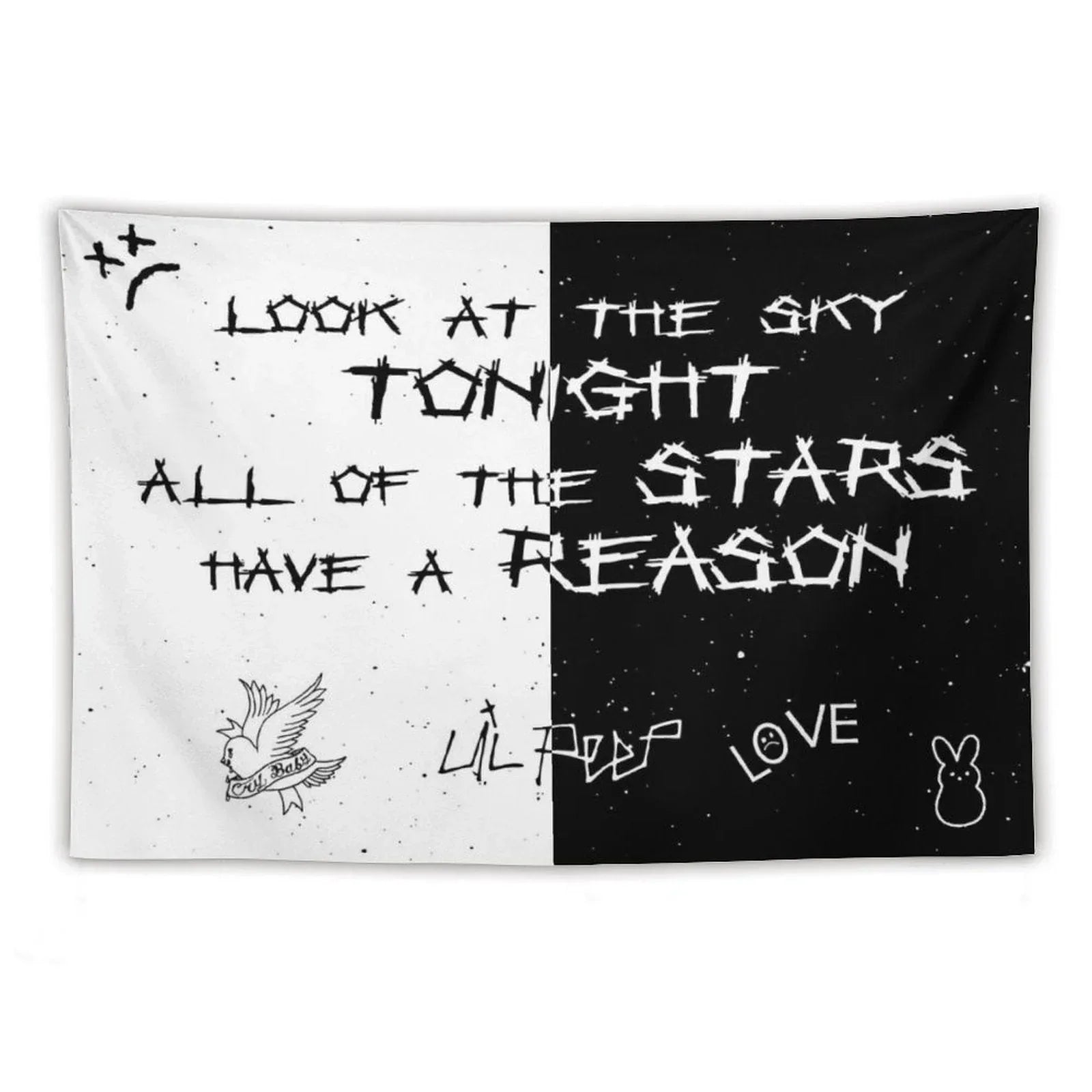 Lil Peep White And Black Star Tapestry