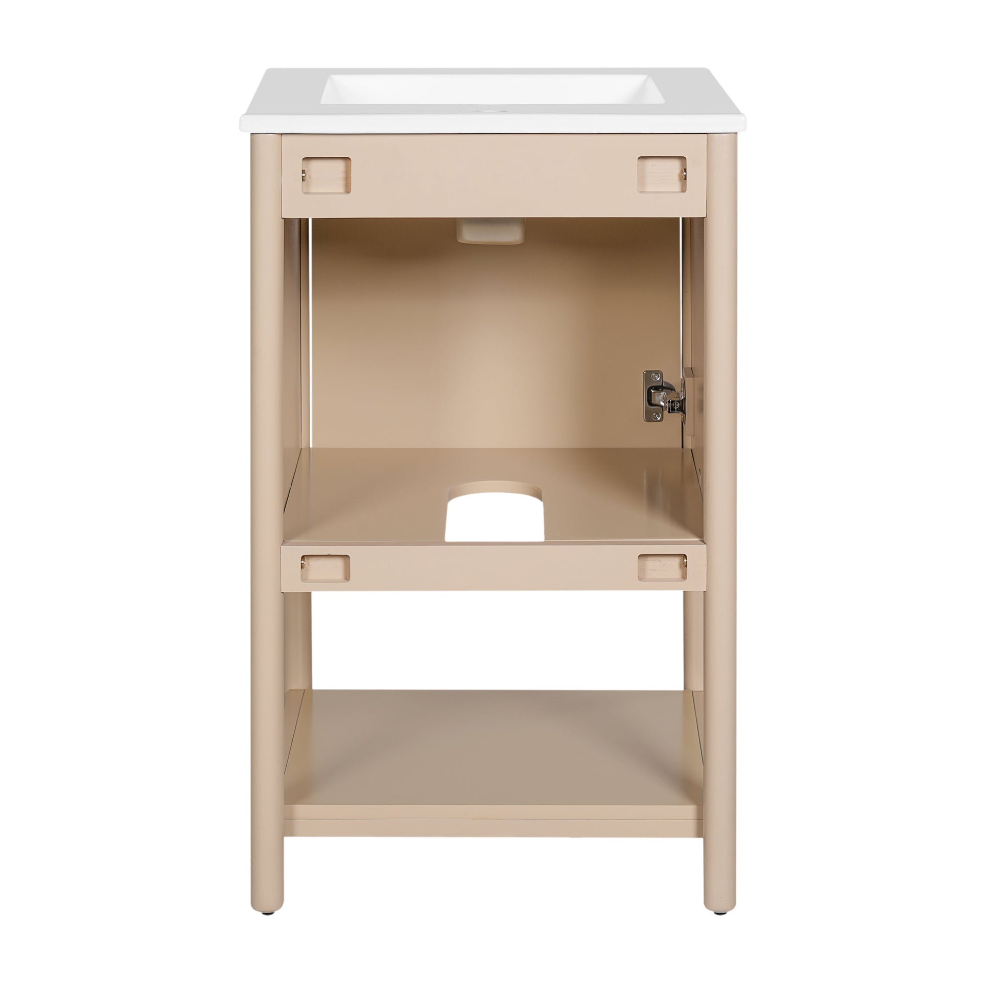 20-inch Bathroom Vanity with Ceramic Sink, Freestanding Single Vanity Set with Soft Closing Door,  French Style.