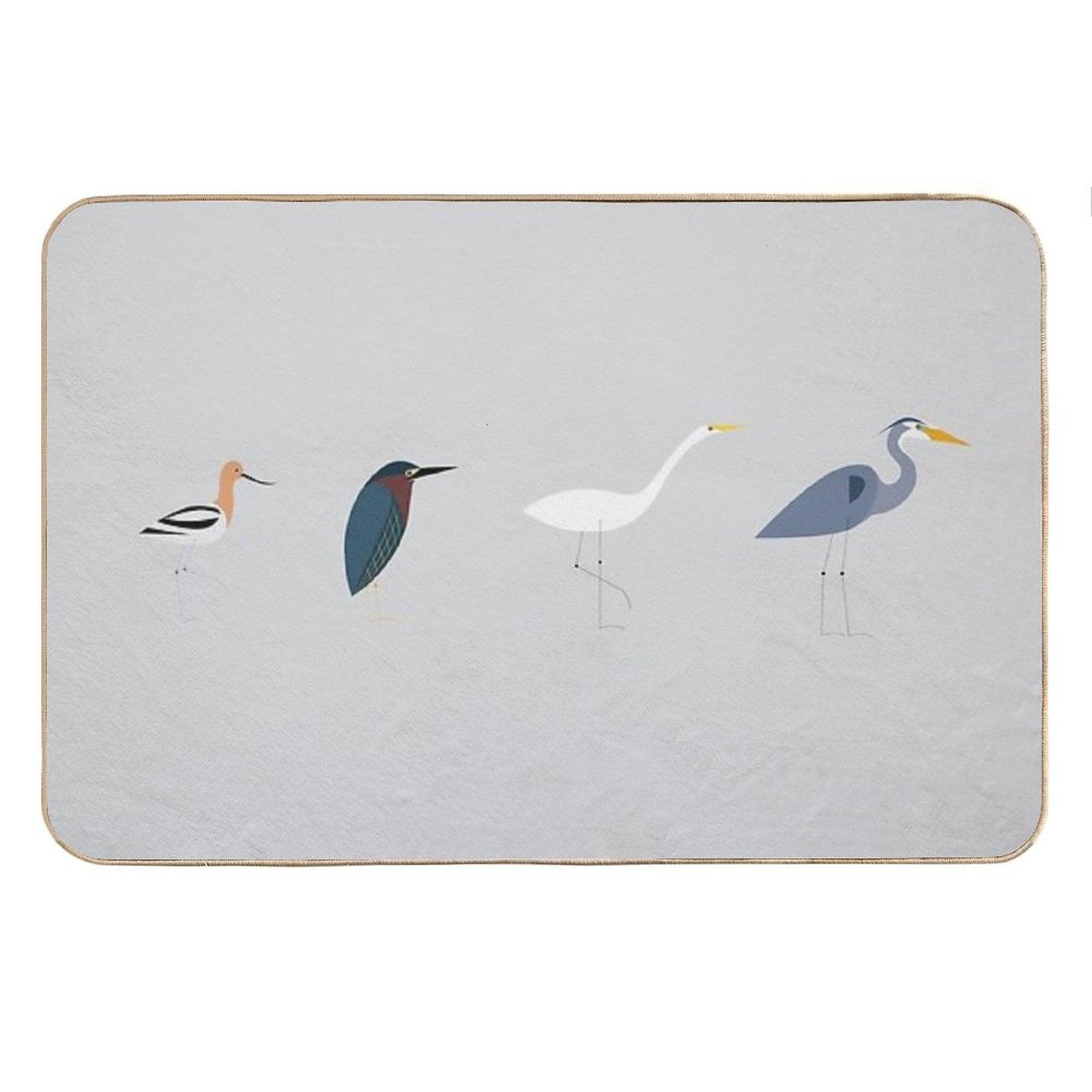 Wading Birds of North America (Blue Heron, Green Heron, Egret, Avocet) Bath Mat