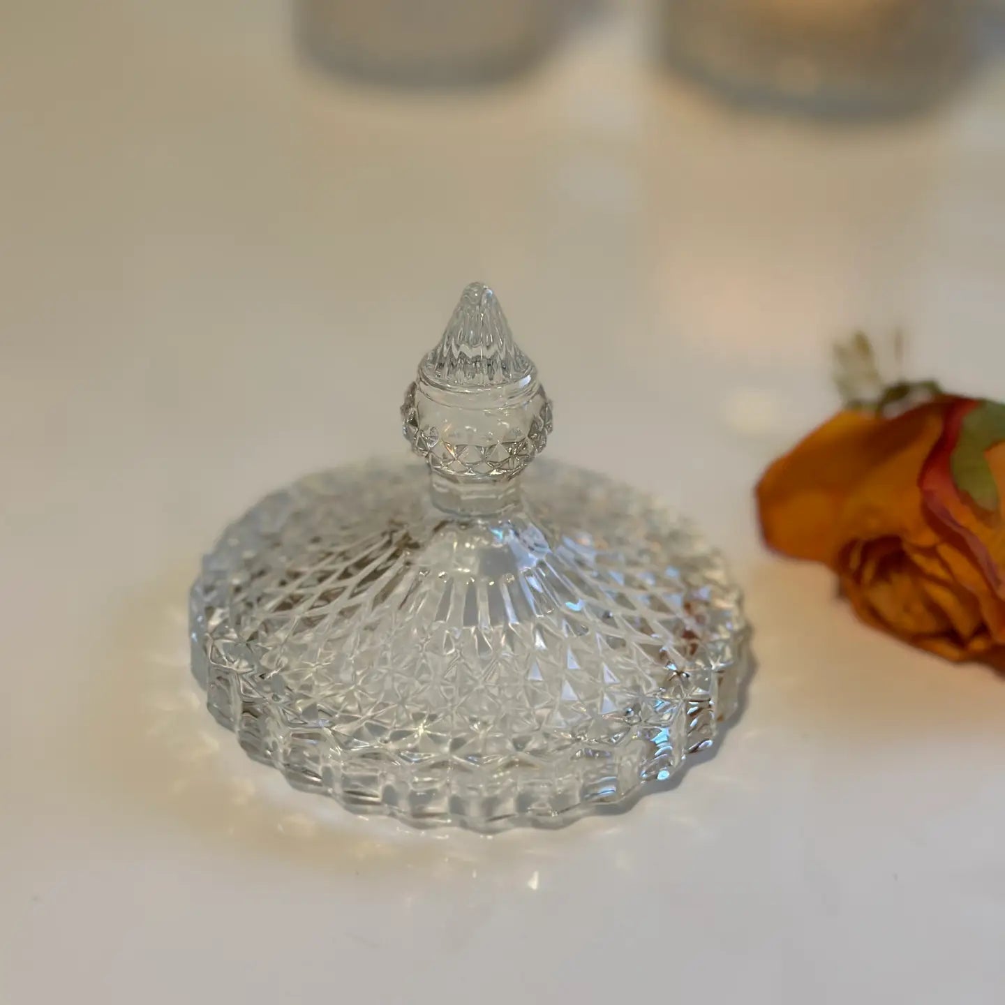 Diamond-Cut Crystal Clear Glass Storage Jar VagabondVintage