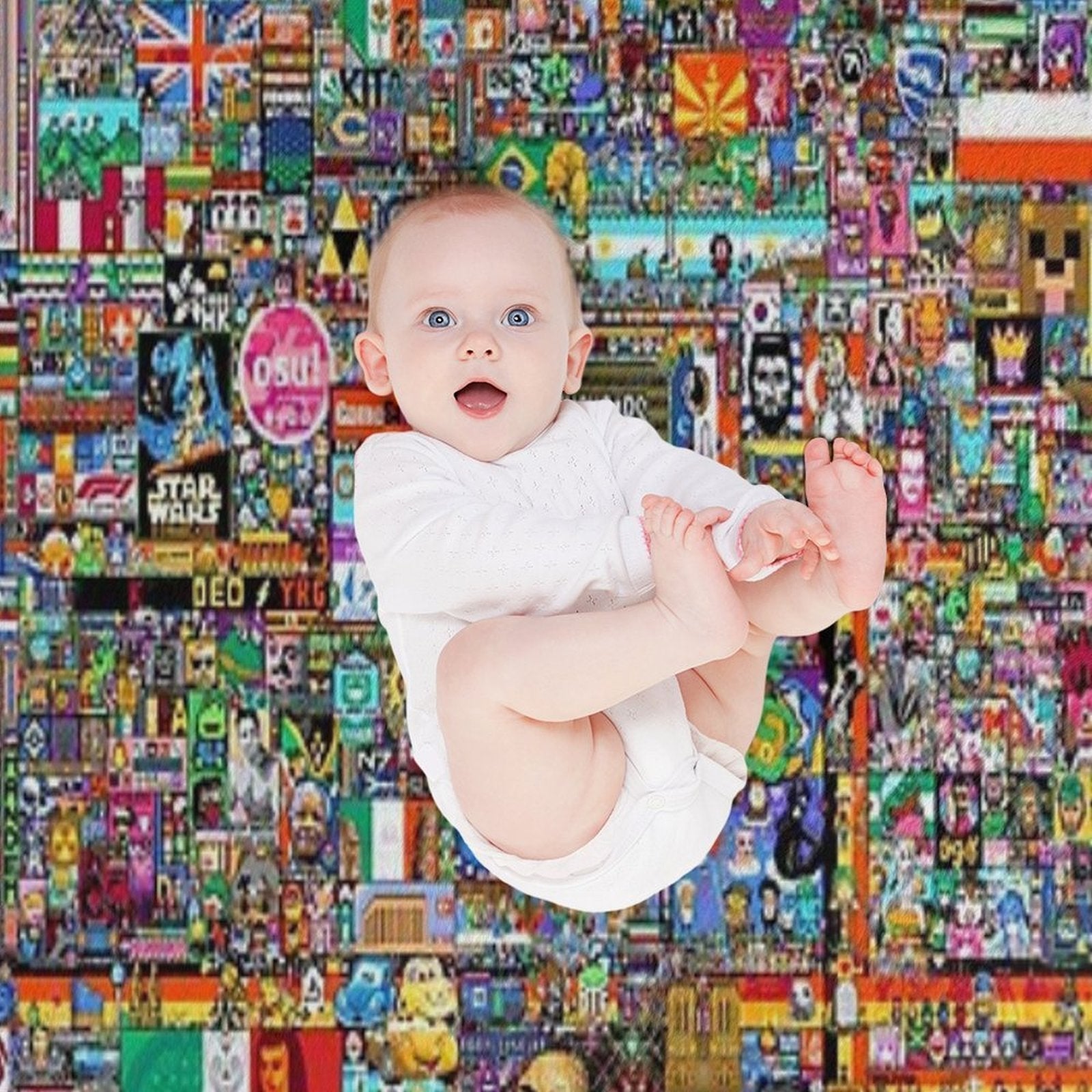 R Place Pixel Art Travel-friendly Throw Blanket