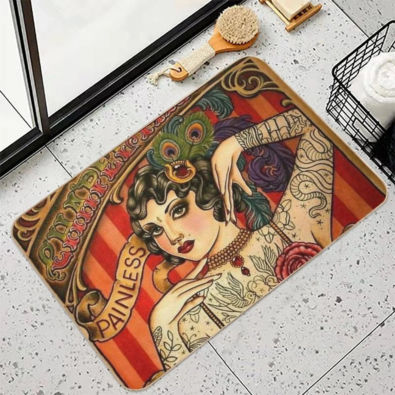 CHAPEL TATTOO; Vintage Body Advertising Art Bath Mat
