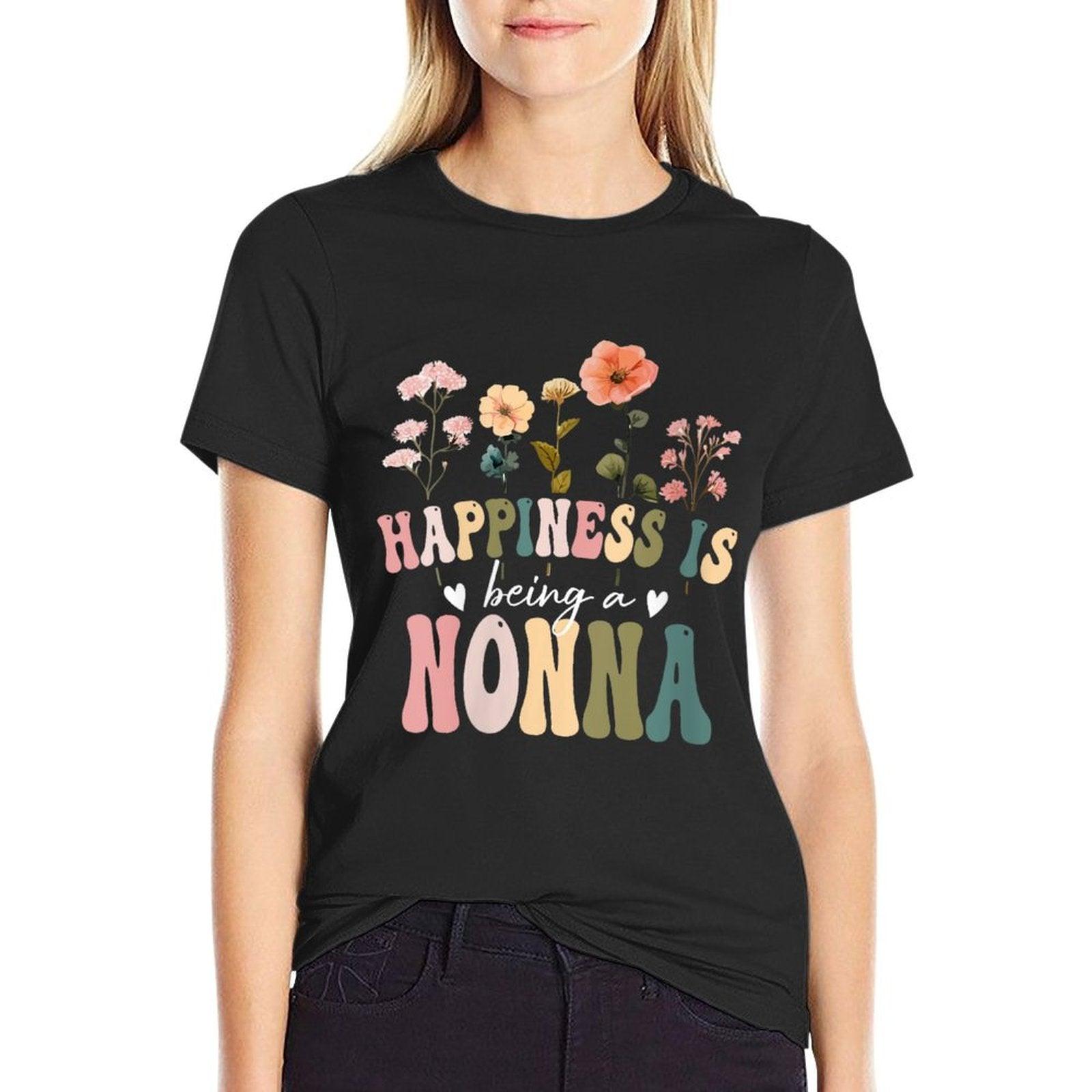 Womens Happiness Is Being A Nonna Floral Design Nonna Mother's Day T-Shirt