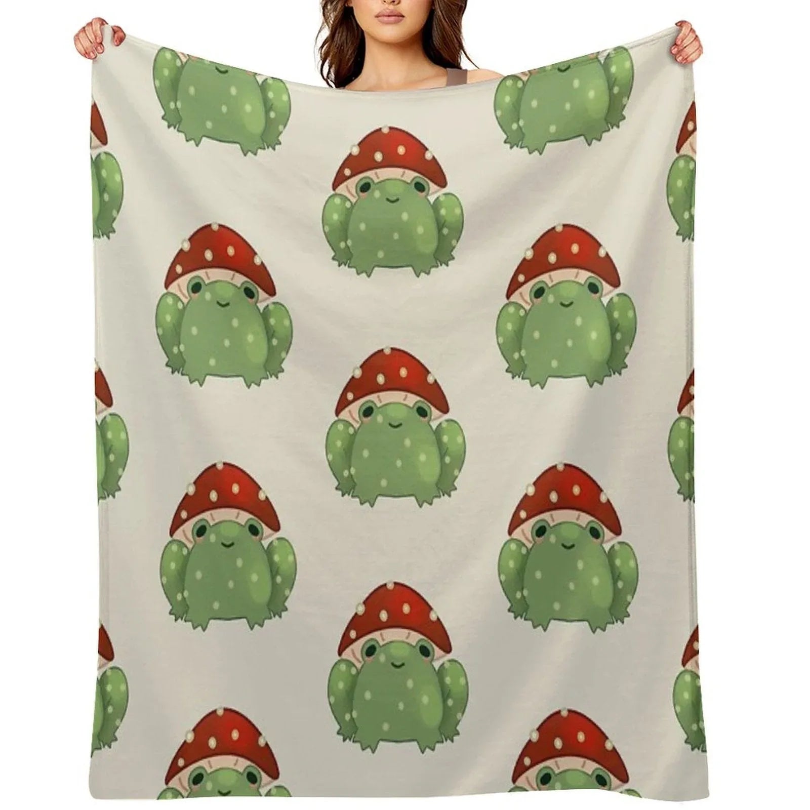 Mushroom Frog Throw Blanket