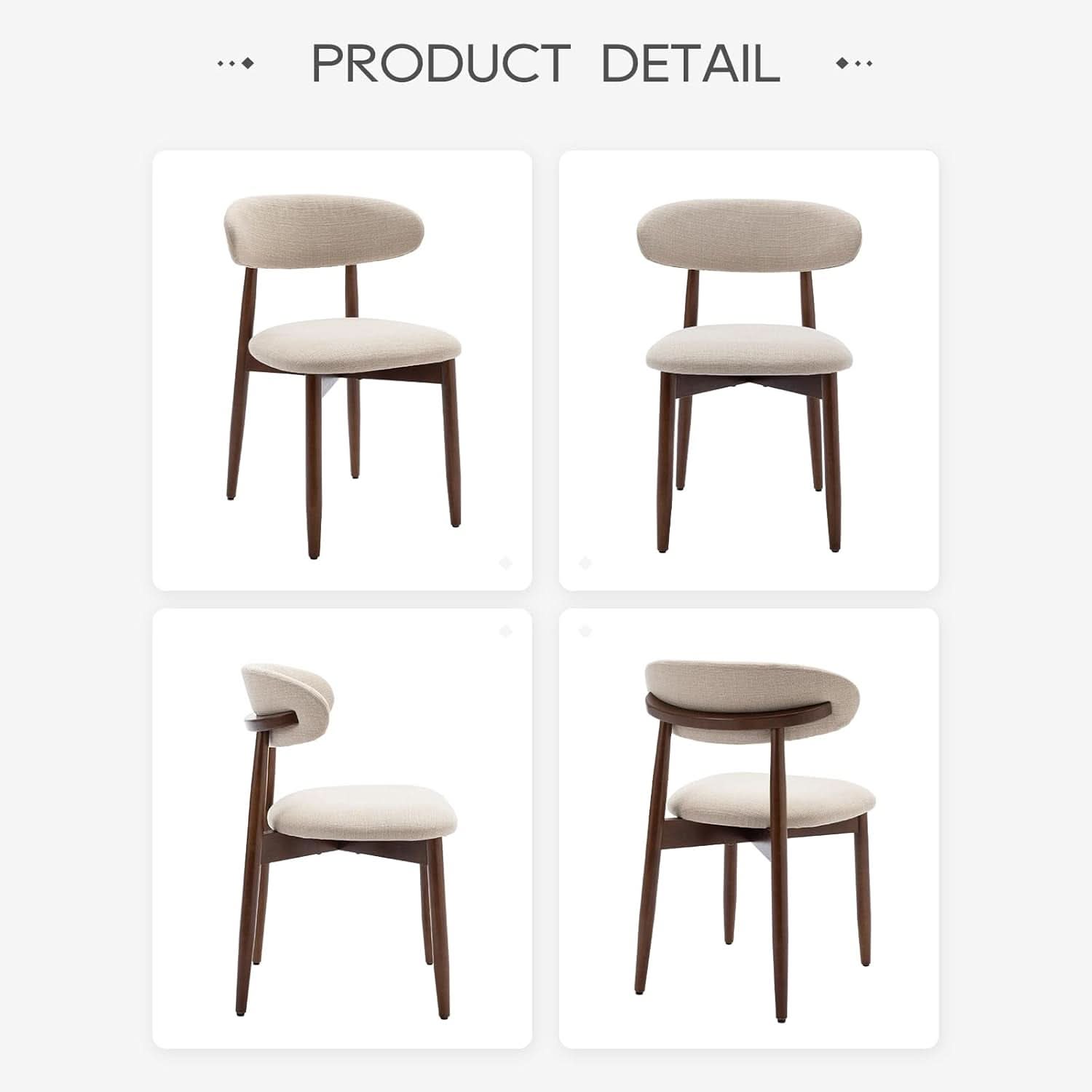 Beige Upholstered Contemporary Wood Dining Chair Set