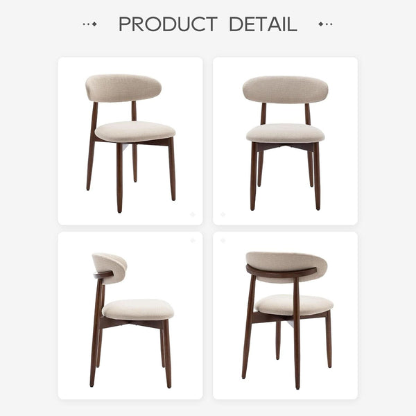 Beige Upholstered Contemporary Wood Dining Chair Set