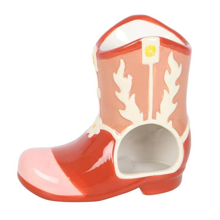 Pink Cowboy Boot Tealight Wax Warmer