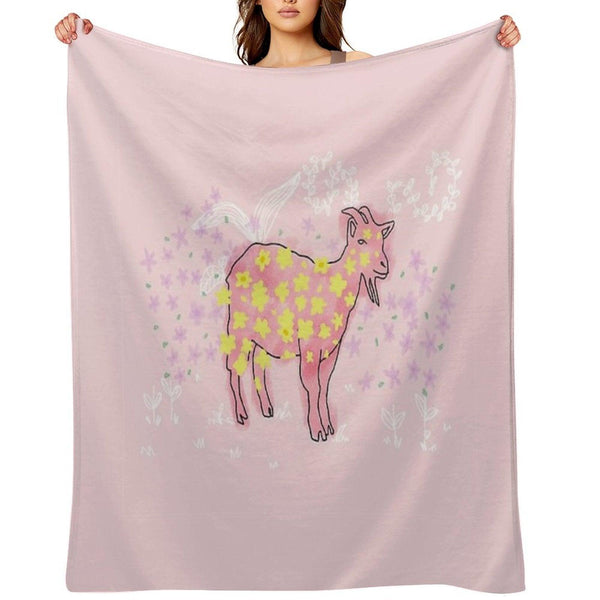 Goat Rolled on Flower Garden Throw Blanket