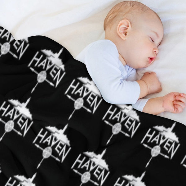 Haven White Logo Wrinkle-free Throw Blanket
