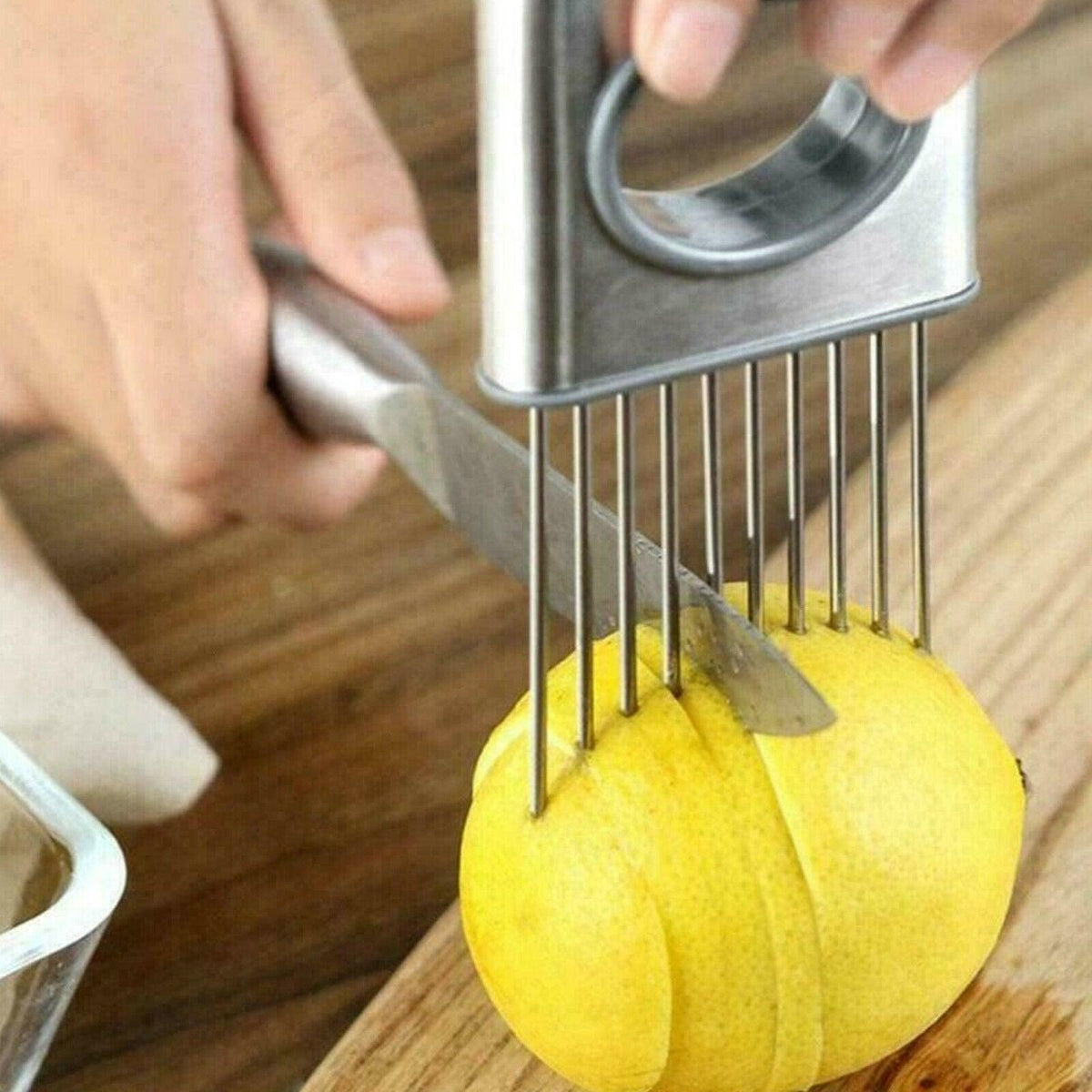 Onion Holder Slicer Vegetable Tools Tomato Cutter Stainless Steel Kitchen Gadget