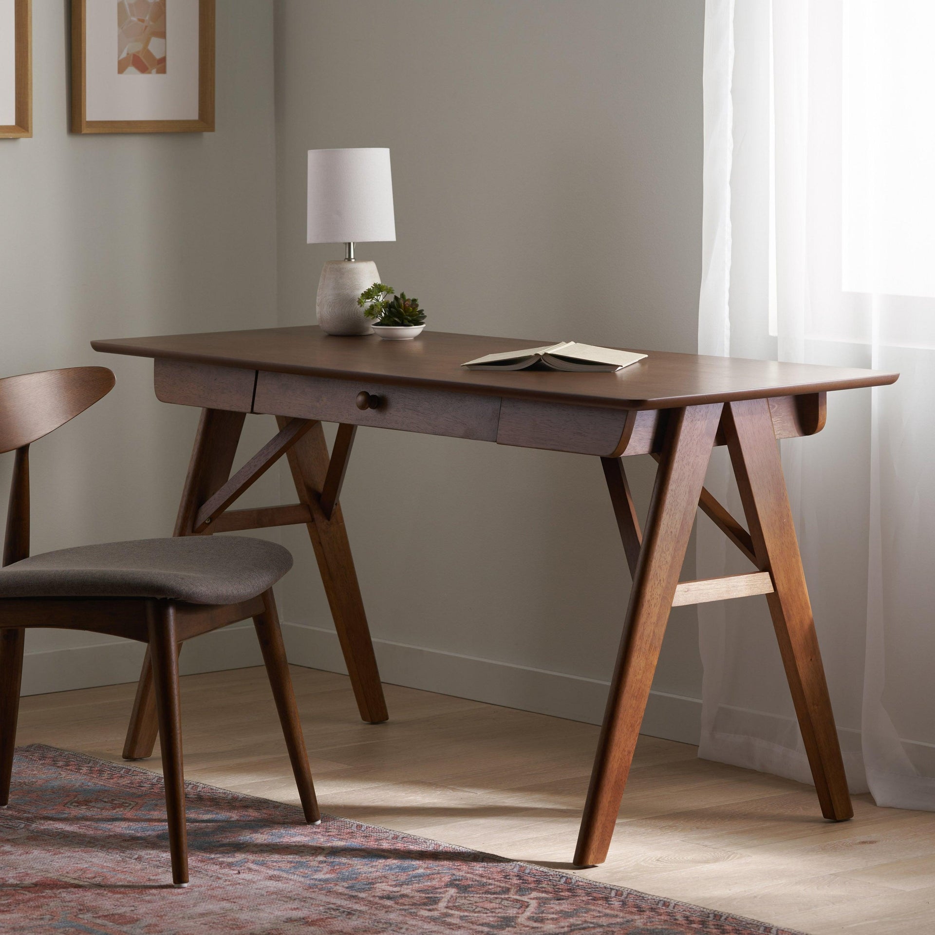 Modern Wood Desk with Drawers