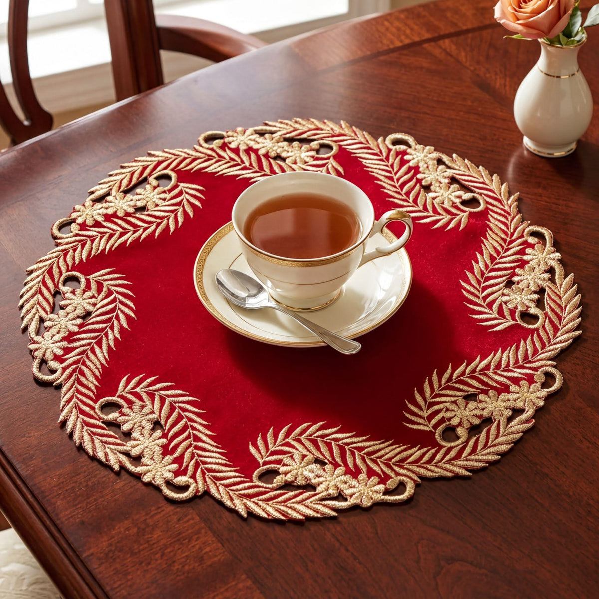 Burgundy Gold Doilies – Wine Grace, 15 Inch