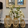 Vintage Hand-woven Mesh Pocket Hanging Glass Vase