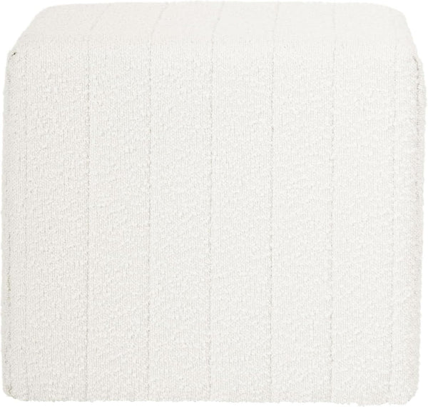 Cream Soft Boucle Upholstered Ottoman Footrest 18 Inches