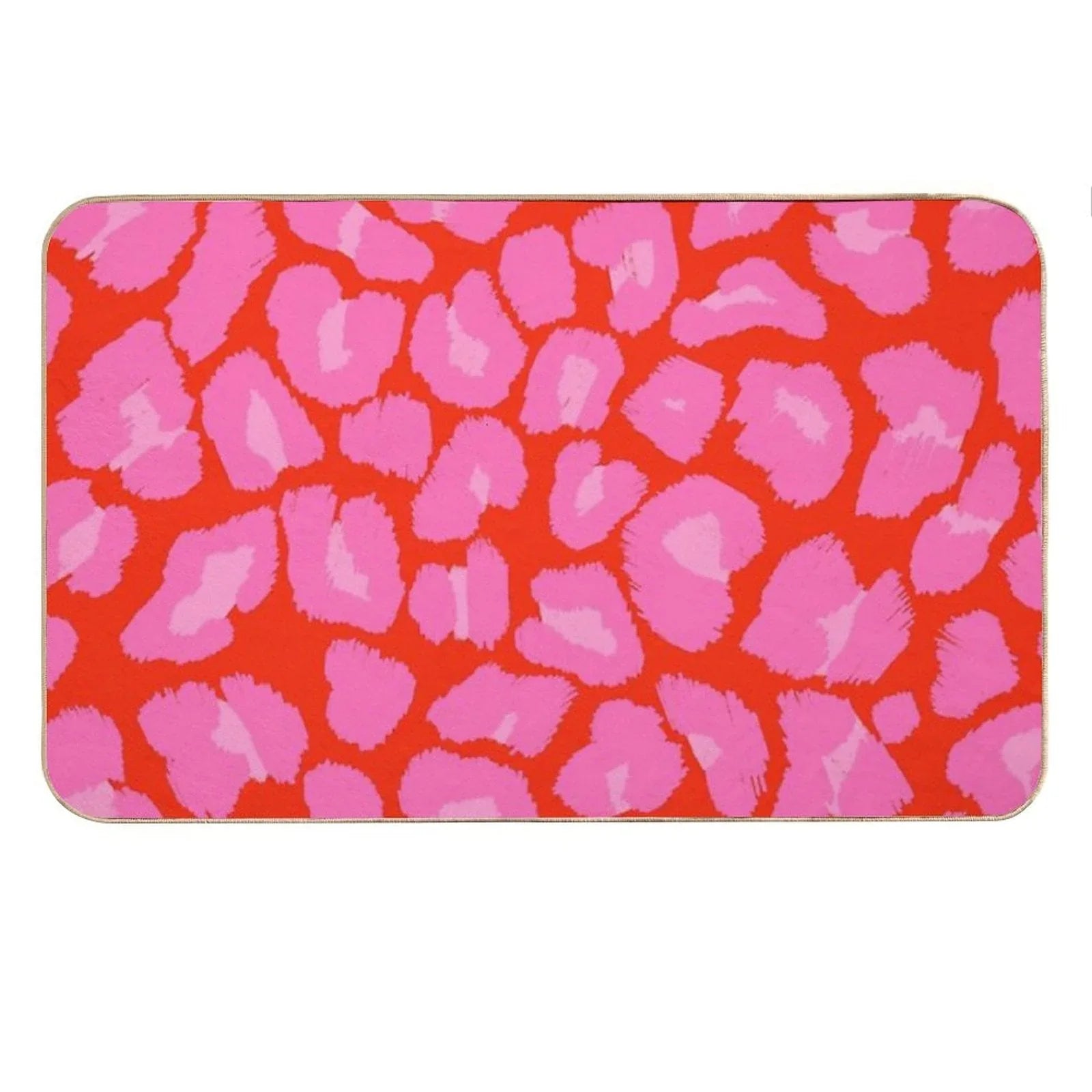 Textured Red And Pink Leopard Print Bath Mat