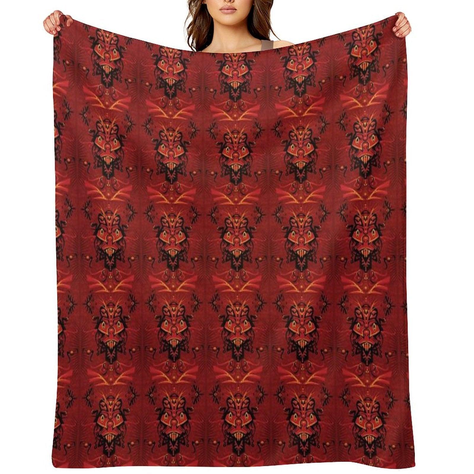 Red Samurai Shaman Throw Blanket