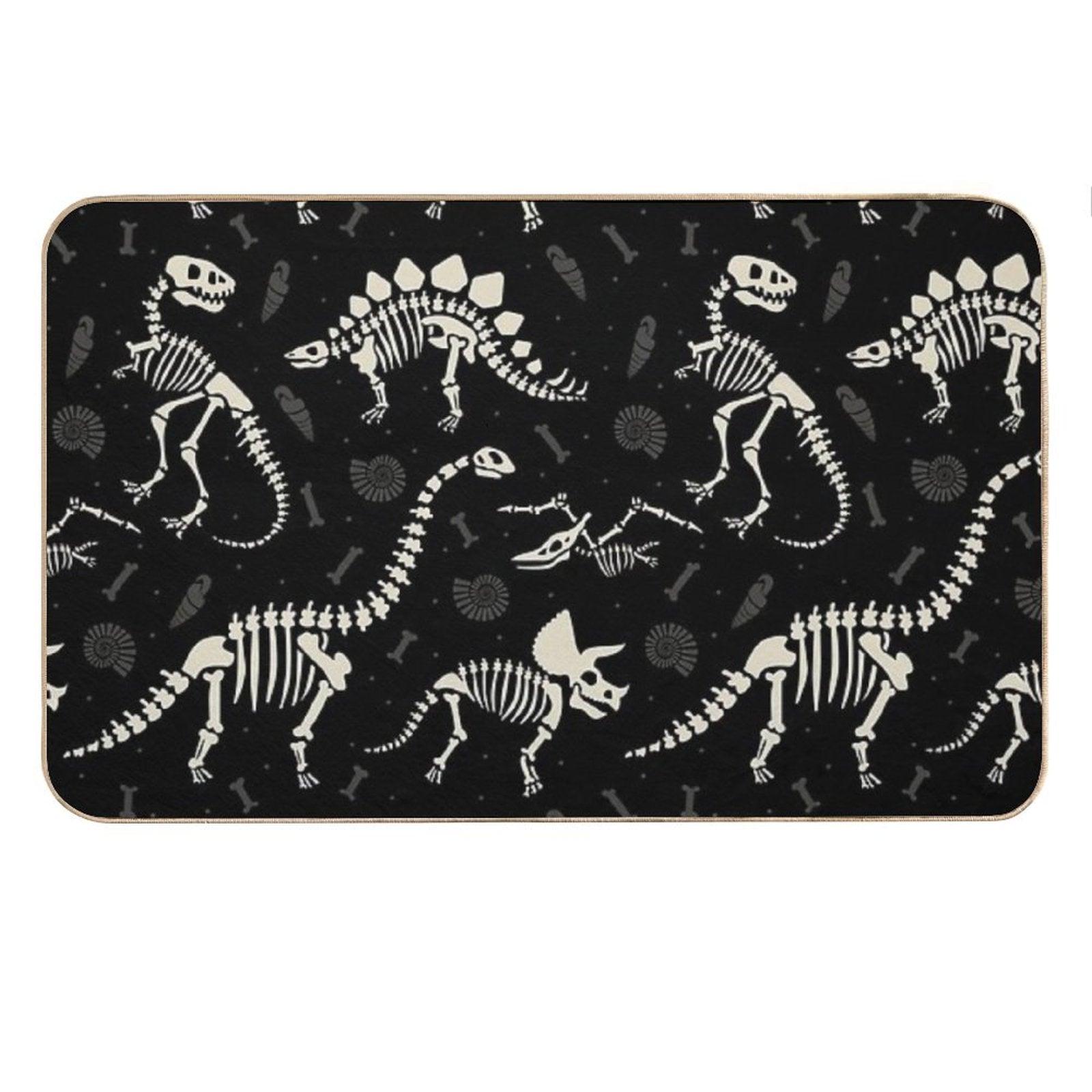 Dinosaur Fossils in Black Bath Mat
