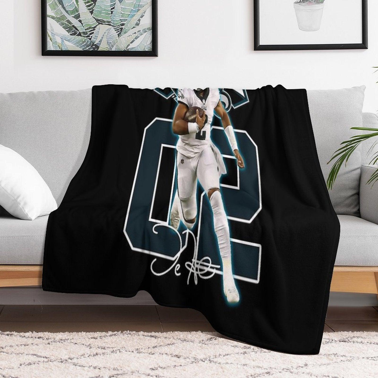 Jalen Hurts Football Signature Vintage Retro 80s 90s Rap Style Perfect Gift For Football Lovers Throw Blanket
