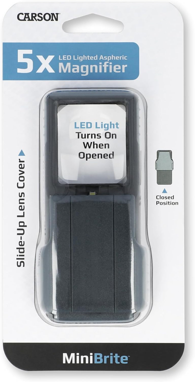 Compact 5X Magnifying Glass with Built-In LED Light & Protective Sleeve