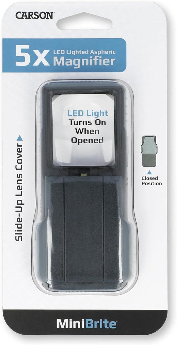 Compact 5X Magnifying Glass with Built-In LED Light & Protective Sleeve
