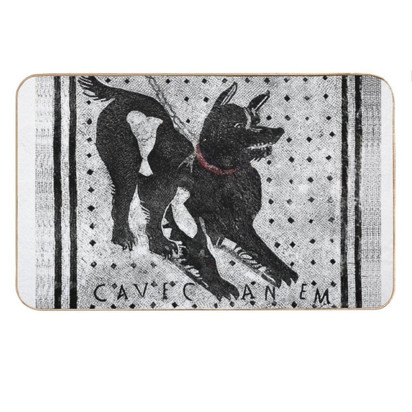 Cave Canem - Beware of Dog - Pompeii Latin Mosaic Bath Mat