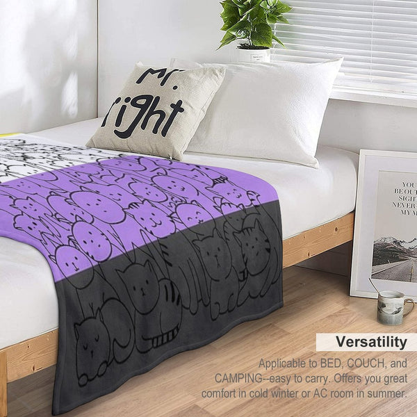 Nonbinary Enby Cat Pride Flag Plush Throw Blanket