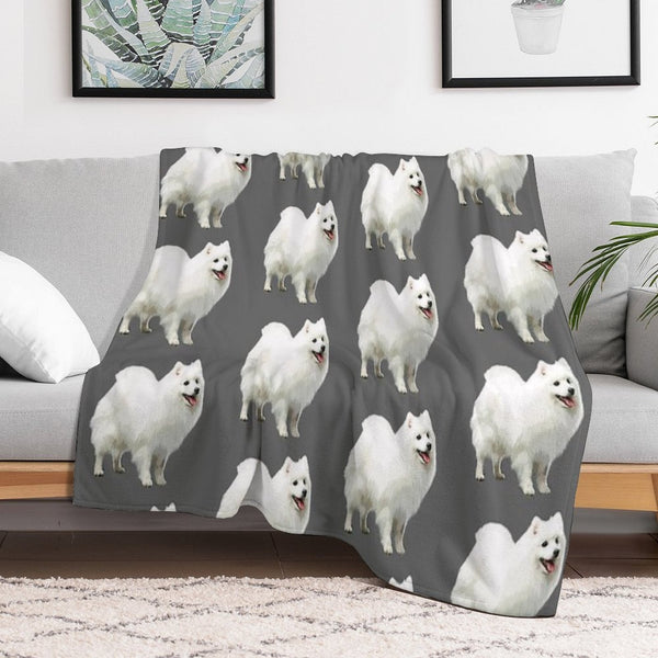 Japanese Spitz Puppy Dog Plush Throw Blanket