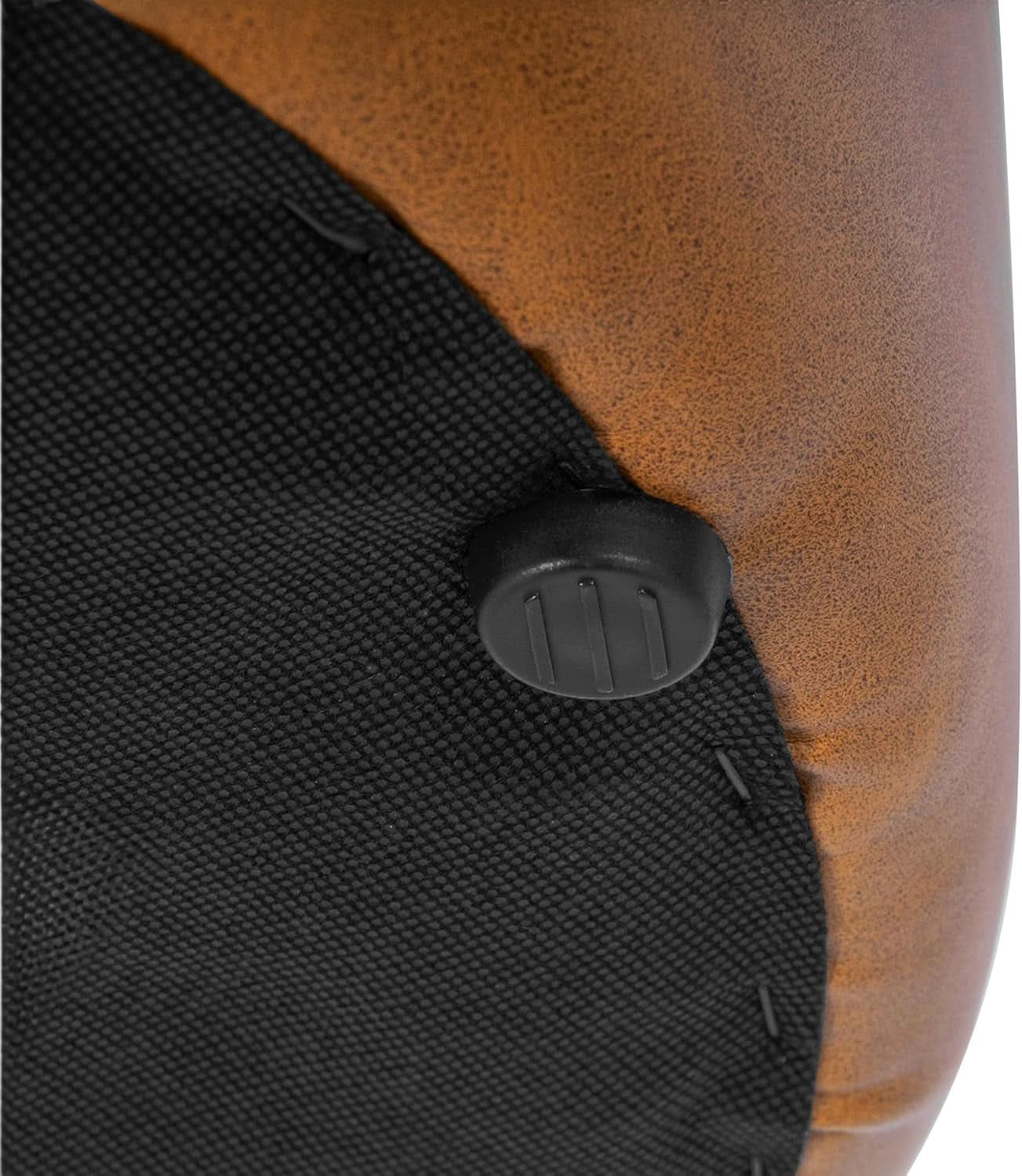 Round Upholstered Faux Leather Ottoman Footrest Camel