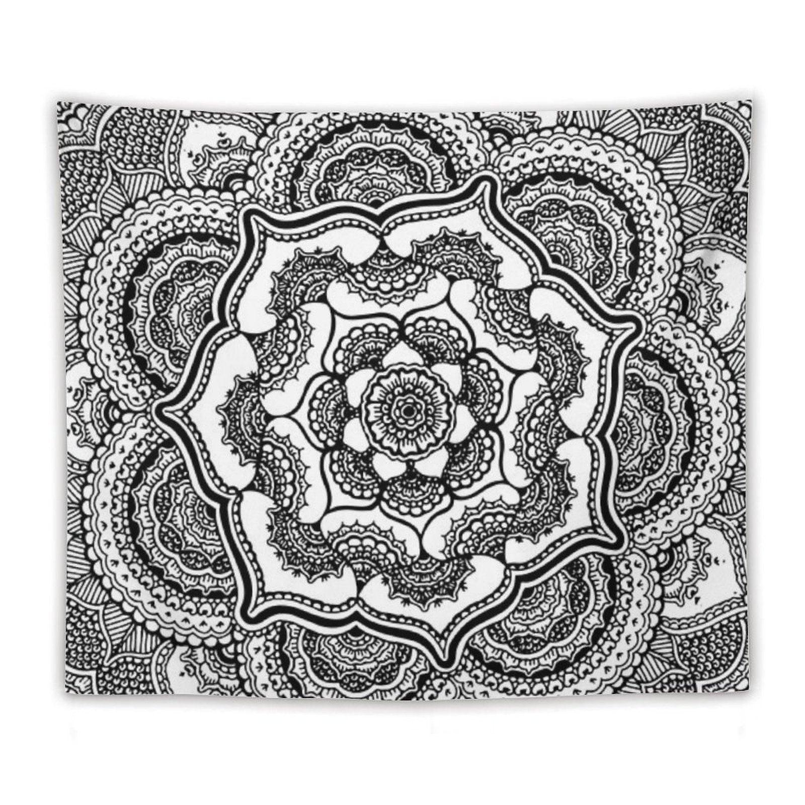 Spring Lotus  Abstract  Black And White Tapestry