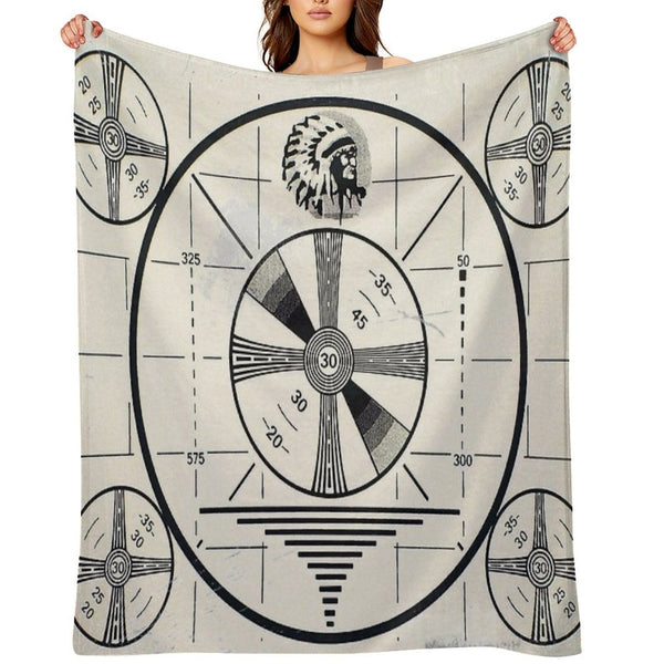 Retro TV Monoscope Test Pattern Durable Throw Blanket