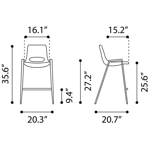 Desi Counter Stool (Set of 2) Brown & Walnut