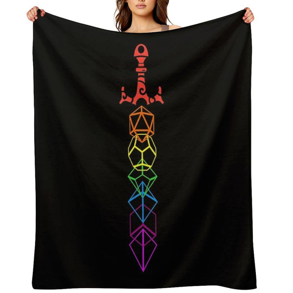 Dice Sword Rainbow Tabletop RPG Gaming Wrinkle-free Throw Blanket