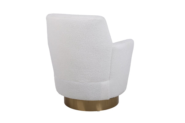 White Velvet Swivel Barrel Chair