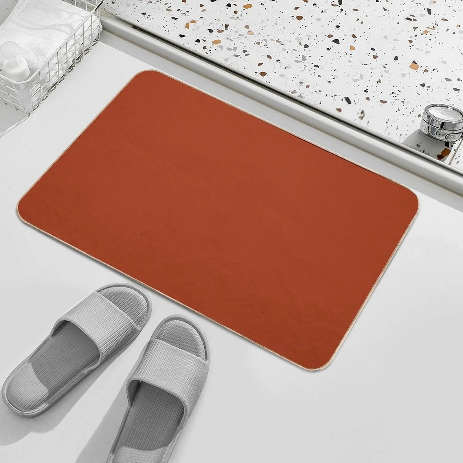 Best Seller - Colors of Autumn Burnt Orange Single Solid Color - Accent Shade  Hue Bath Mat
