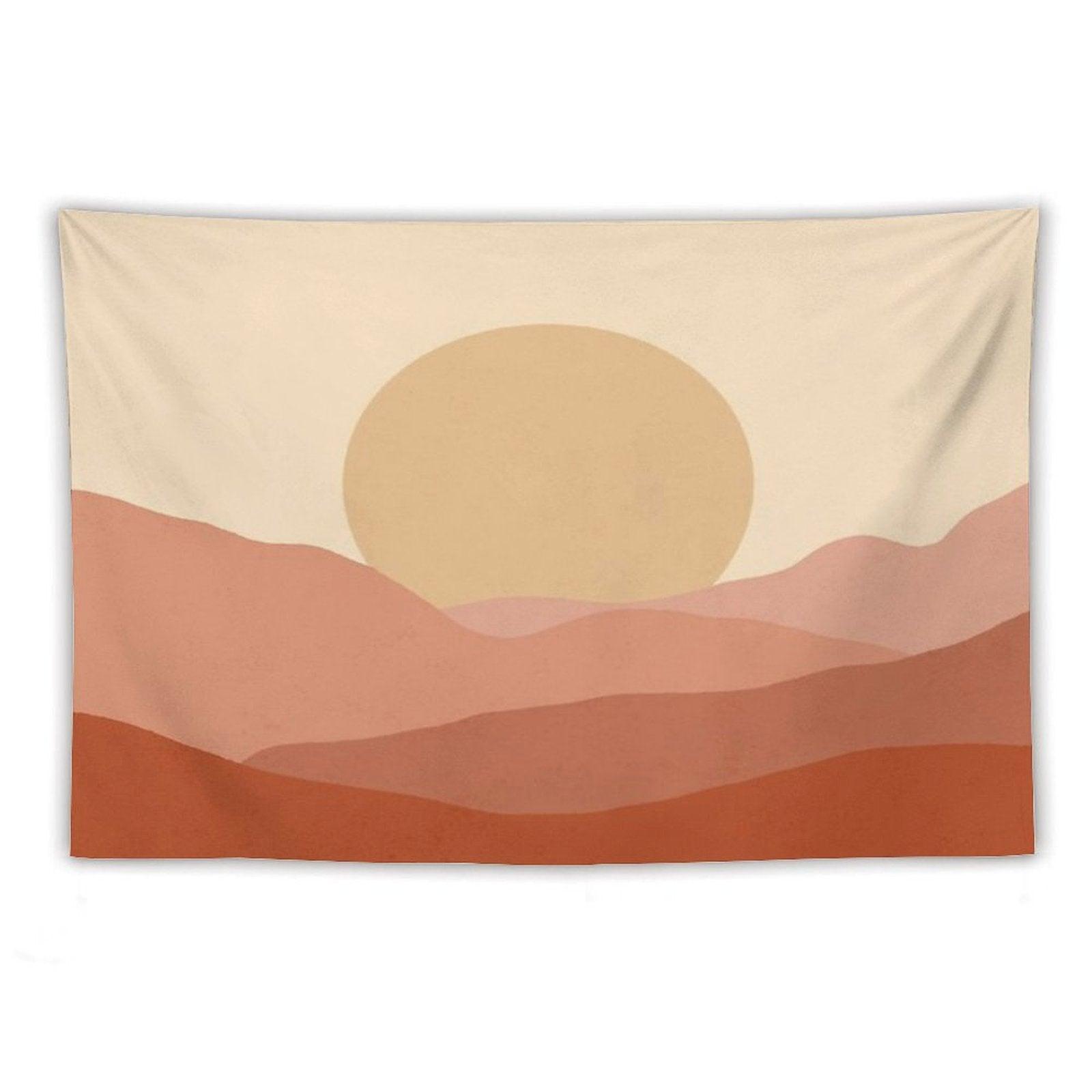 Minimalist Landscape Earth Tones Design  Muted Tones Tapestry