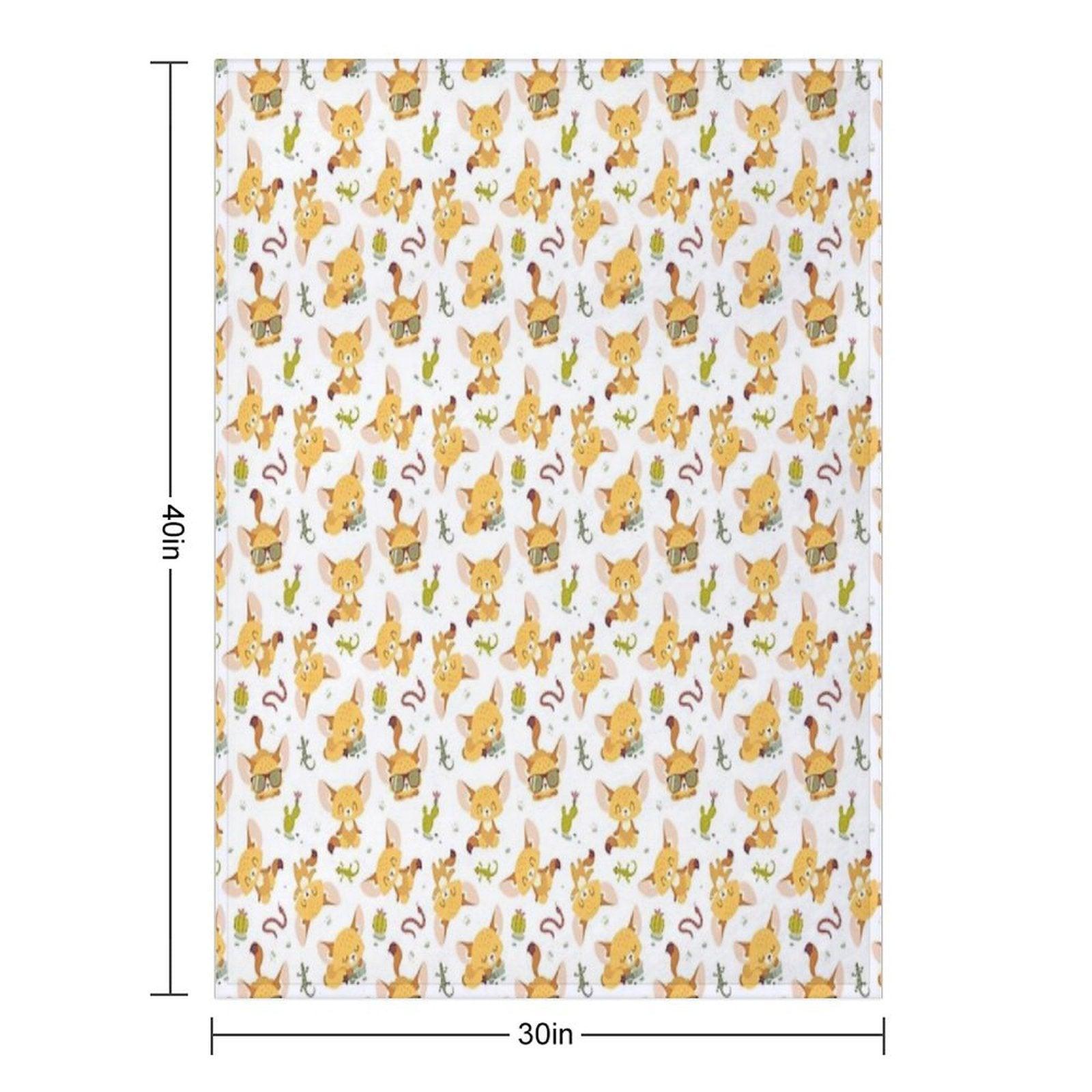 Cartoon Style Fenech Throw Blanket