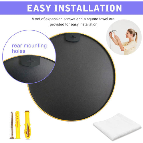 24 Inch Gold Metal Framed Round Bathrrom Mirror for Wall.