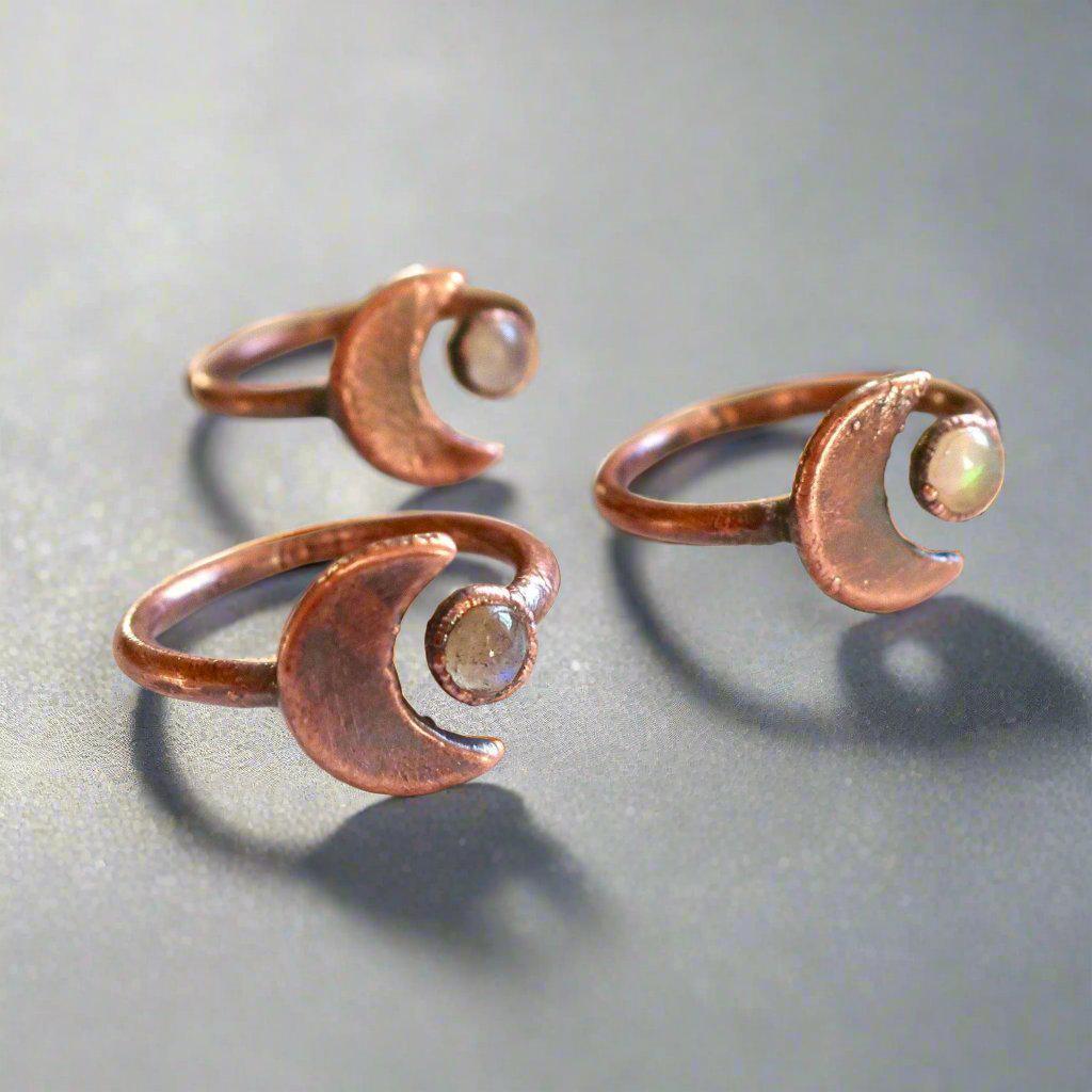 Copper Labradorite Moon Ring - Moonlit Intuition| By Blackbird & Sage
