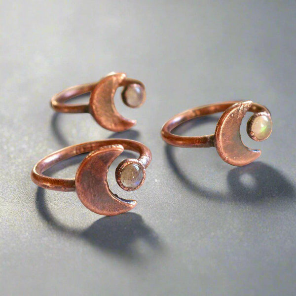 Copper Labradorite Moon Ring - Moonlit Intuition| By Blackbird & Sage