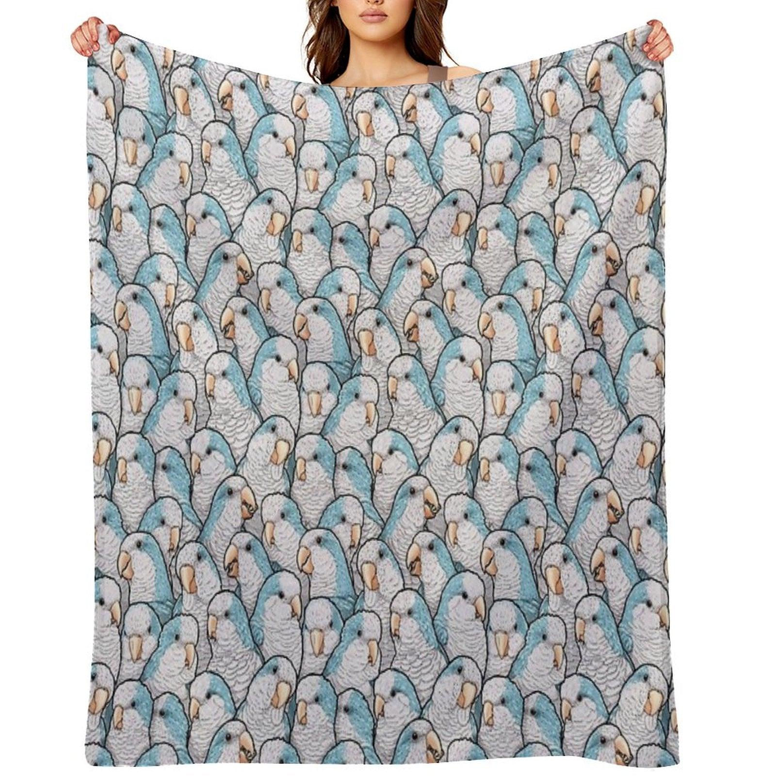 Blue Quaker Monk Parakeets Throw Blanket