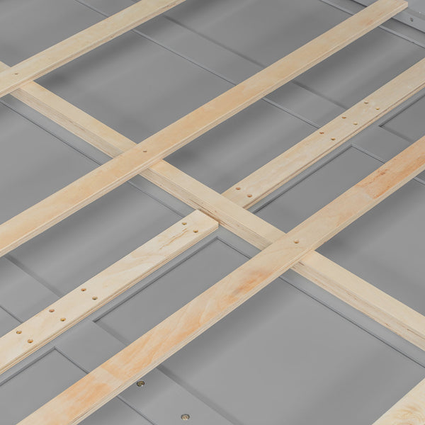 Queen Size Murphy Bed Wall Bed with Top Cabinets & Wine Rack ,Gray(OLD SKU:LP000879AAE)