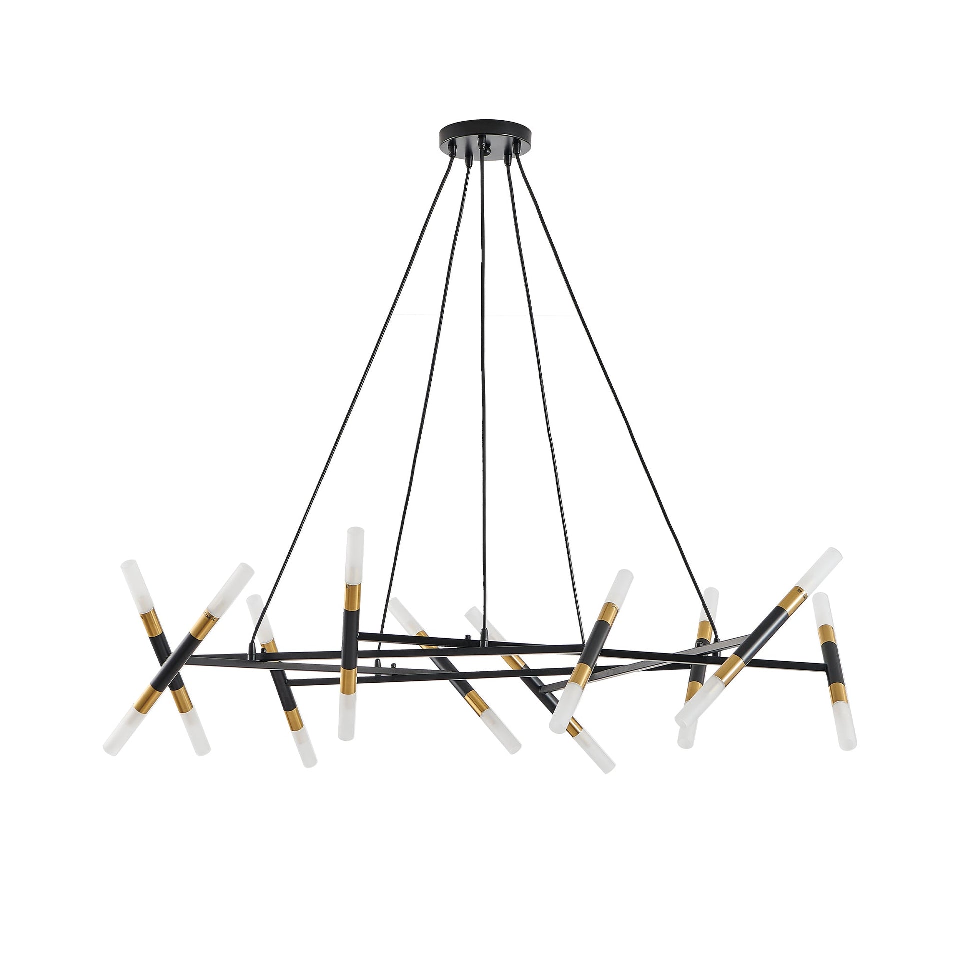 Modern Branch Chandelier with Frosted Tubes, Adjustable Height Pendant Light for Dining