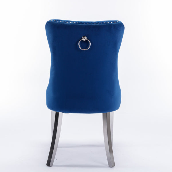Nikki Collection Modern Tufted Solid Wood Velvet Upholstered Dining Chair with Chrome Legs