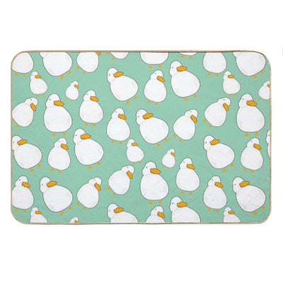 Chubby Duck Pattern Cute Fluffy White Bird Simple Anime Cartoon Kawaii Animal Bath Mat