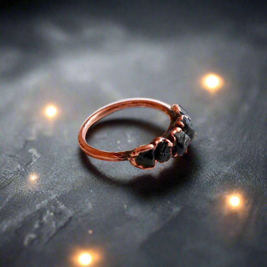 Copper Black Tourmaline Ring Grounding Embrace| By Blackbird & Sage