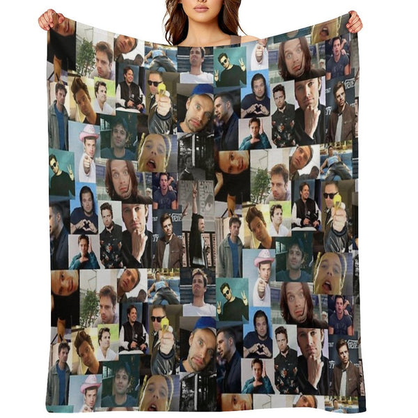 Sebastian Stan Collage Compact Throw Blanket