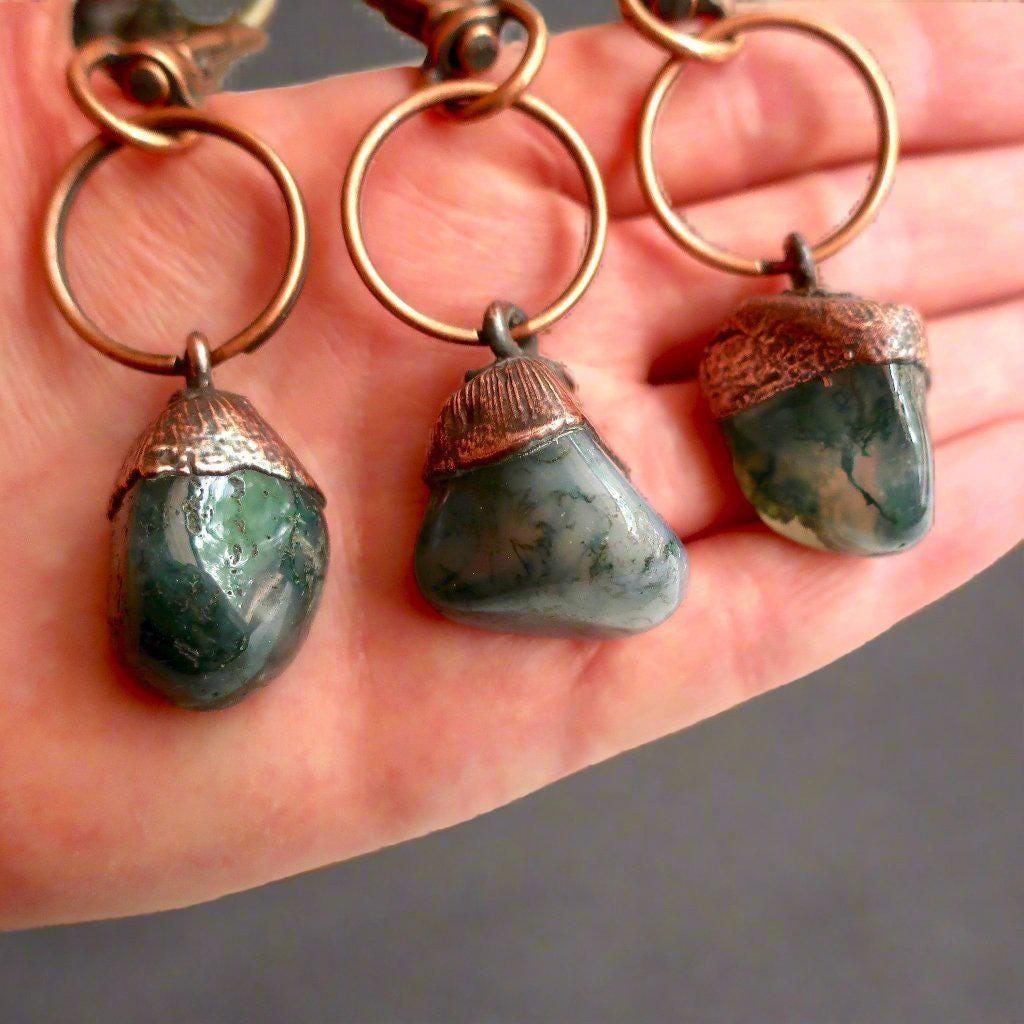 Moss Agate Keychain in Copper - Boho | Handmade by Blackbird & Sage